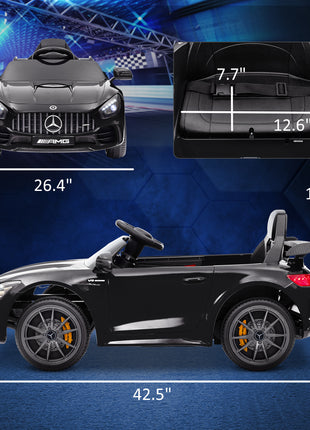 Mercedes-Benz AMG GTR Licensed 12V Battery Powered Kids Electric Car w/ Remote Control & Soft Start, Black
