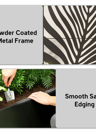 Metal Planter Box with Trellis, Raised Garden Bed with Trellis Large Leaf Cut-Out Privacy Screen for Climbing Plants