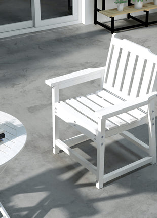 All-Weather Patio Chair, HDPE Patio Dining Chair, Heavy Duty Wood-Like Outdoor Furniture for Garden, Backyard, Deck, Porch, Lawn, White