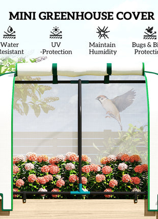 Raised Garden Bed with PE Greenhouse Cover Outdoor Planter Box for Herbs and Vegetables, 35 x 22 x 47 inch, Natural