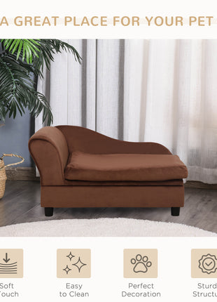 Pet Sofa Bed Couch with Storage, Pet Sofa for Cats and Small Dogs, Brown
