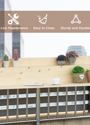 Hanging Balcony Table, Spruce Wood Foldable Railing Bar, Serving Table & Desk, Fits up to 3.9 Inches, Natural
