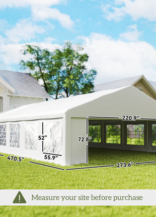 23' x 39' Large Outdoor Carport Canopy Party Tent with Removable Protective Sidewalls & Windows, White