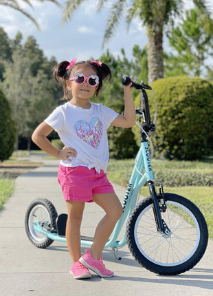 Teens Youth Scooter Ride On Toy with Adjustable Handlebar, Dual Brakes, and Inflatable Wheels For Kids 5+, Blue