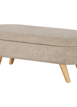 Storage Ottoman Bench, 43.3" Upholstered End of Bed Bench with Wood Legs, Modern Entryway Bench, Beige