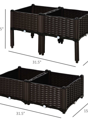 4 Piece Raised Garden Bed with Legs, Planter Box Raised Bed to Grow Flowers, Herbs & Vegetables, Brown