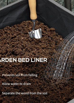 Wooden Raised Garden Bed, Large Elevated Planter Box with Legs, Bed Liner and Drain Holes, 7.4' x 1.8' x 2.6', Gray