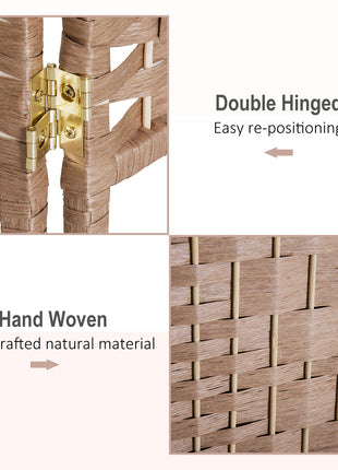 Room Divider 6 Panel, 6FT Tall Folding Privacy Screen, Freestanding Hand-Woven Partition for Room Separation with 360° Hinges, Paper Rope Diamond Weave, Natural