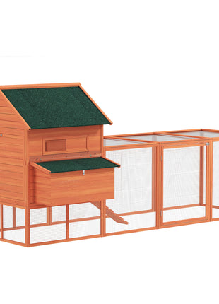 137" Wooden Chicken Coop for 4-6 Chickens, Backyard, Orange