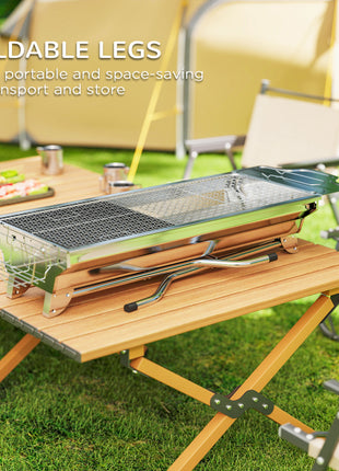 Charcoal Barbecue Grill Stainless Steel Portable Folding Charcoal BBQ Grill Stainless Steel Camp Picnic Cooker