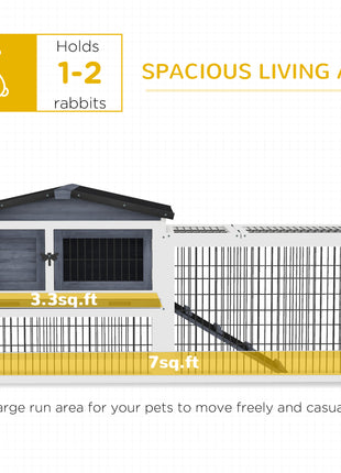 2 Level 59" Outdoor Rabbit Hutch with Openable Top, Dark Gray