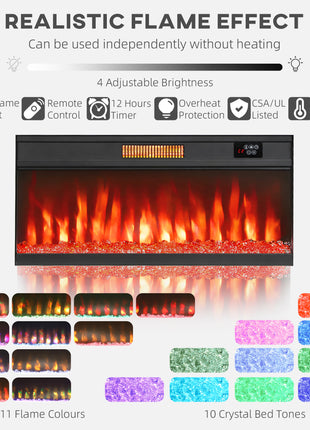 Fireplace TV Stand for TVs Up to 80 Inch, TV Console with Electric Fireplace, Open Storage and Side Cabinets, Black