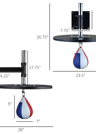 Speed Bag Boxing Punching Bag Wall Mount Height Adjustable, MMA, Martial Arts, and Boxing Equipment for Training at Home, Heavy-Duty Steel Platform, Strong PVC Leather, 9" H x 7" Dia.