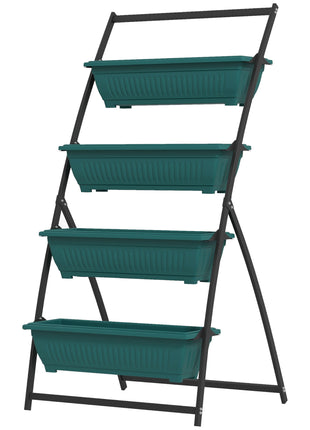 4-Tier Vertical Raised Garden Planter with 4 Boxes, Outdoor Plant Stand Grow Container for Vegetable & Flowers, Green