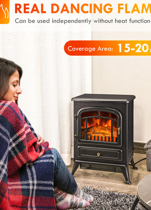 Fireplace Stove, Electric Fireplace Heater with Realistic LED Flames and Logs, 725W/1450W, Black