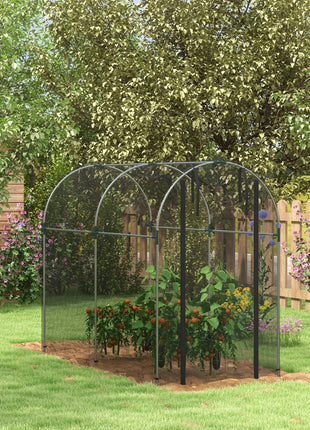 Galvanized Steel Crop Cage, Plant Protection Tent with Zippered Door, 4' x 8', Black