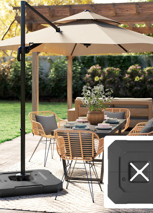 2-Piece Cantilever Umbrella Base Weight Set, 231 lb Water or Sand Fillable Outdoor Offset Umbrella Weights, Black