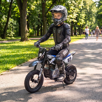 36V Electric Dirt Bike for Kids with Brushless Motor, Up to 9.9 MPH, Inflatable Tires and Rear Suspension, Black