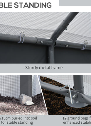 Outdoor Walk-In Tunnel Greenhouse with Roll-up Windows, Zippered Mesh Door, & Weather Cover,  8' x 6' x 7.4'