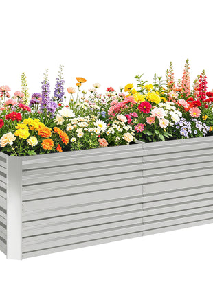 Galvanized Raised Garden Bed, Steel Outdoor Planters with Reinforced Rods, 71" x 36" x 23", Silver