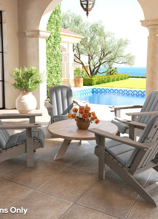 Set of 4 Outdoor Chair Cushions, High Back Adirondack Chair Cushion with Ties, High-Density Foam, Gray