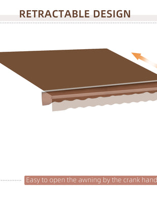 10' x 8' Manual Retractable Sun Shade Patio Awning - Coffee Brown