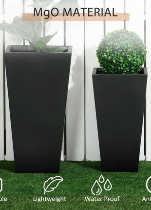 2-Pack Outdoor Planter Set, Flower Pots with Drainage Holes, Durable & Stackable Plant Pot, 22in & 18in, for Porch, Entryway, Patio, Yard, Garden, Black