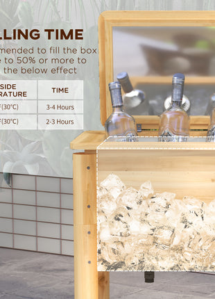 Wooden Outdoor Cooler, Beverage Cooler with Bottle Opener for Backyard Deck Poolside Party, 54 Quart, Natural