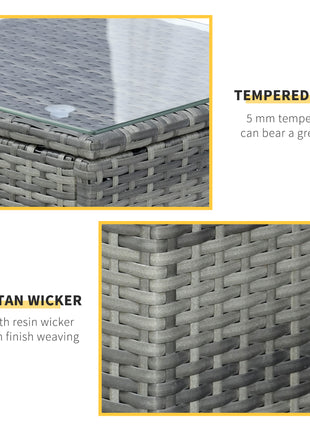 Wicker Bistro Patio Set, 2 Porch Chairs & Glass Table, Black