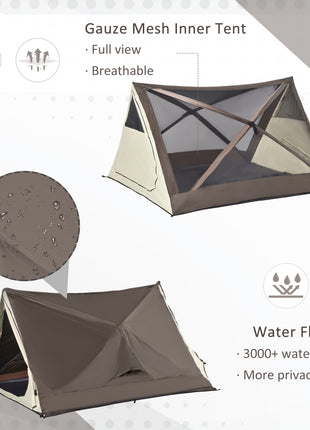 2-3 People Pop Up Camping Tent Waterproof Automatic Instant Tent Portable Cabana Beach Tent with Rainfly, Carry Bag, Windows and Doors, Outdoor Camping Hiking Indoor