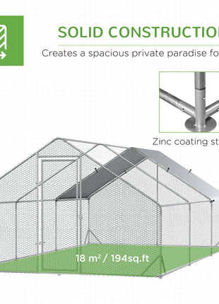 10' x 20' x 6.5' Chicken Coop Cage, Outdoor Hen House w/Cover & Lockable Door