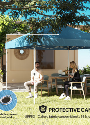 10' x 10' Pop Up Canopy Tent with 2 Half Sidewalls, UV50+ Instant Sun Shelter with Wheeled Carry Bag, Sea Blue