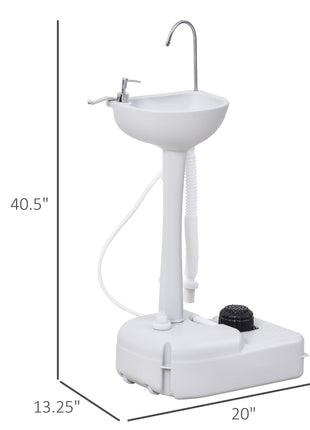 Portable Camping Sink, Portable Sink Hand Wash Station with 4.5 Gallon (17L) Tank, Rolling Wheels, Soap Dispenser, Towel Holder for RV, Outdoor Events, Gatherings, HDPE, White