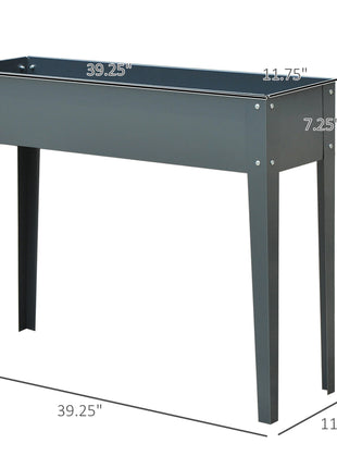Metal Raised Garden Bed, Elevated Planter Box with Legs and Drain Holes, 39" x 12" x 32", Dark Gray
