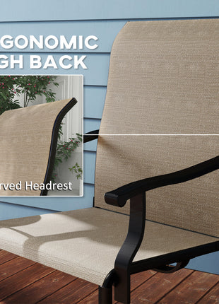 Patio Swivel Chairs Set of 2, High Back Patio Dining Chairs with All-Weather Mesh for Backyard, Lawn, Garden, Brown