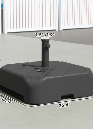 Patio Umbrella Base with Wheels, Telescopic Handle, 158 lb Sand or 99 lb Water Filled Umbrella Stand, Black