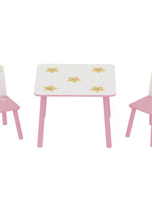 3-Piece Kids Toddler Table and Chair Set Furniture for Boys and Girls Aged 3-8, Bedroom, Nursery, Playroom, Pink