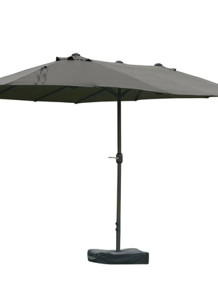 Patio Umbrella 15' Steel Rectangular Outdoor Double Sided Market with base, UV Sun Protection & Easy Crank for Deck Pool Patio Dark Gray