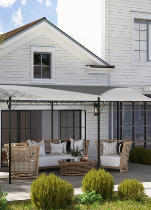 10' x 16' Wall-Mounted Outdoor Pergola Canopy, Metal Patio Canopy with Drainage Holes for Backyard Garden, Dark Gray