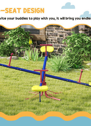 Kids Seesaw Swivel Teeter Totter with 360° Spinning, 4 Seater Seesaw Outdoor Playground Equipment for Backyard, Boys and Girls Aged 3-8 Years Old