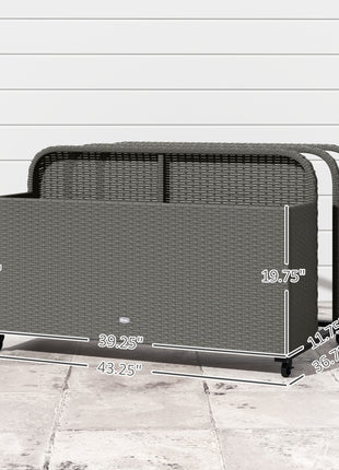 PE Rattan Pool Float Storage Organizer with Wheels, Mixed Gray