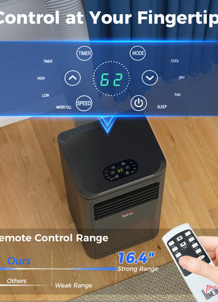 8,000 BTU Portable Air Conditioner Fan w/ Remote for Rooms Up to 344 Sq. Ft., Evaporative Cooler AC Unit Black