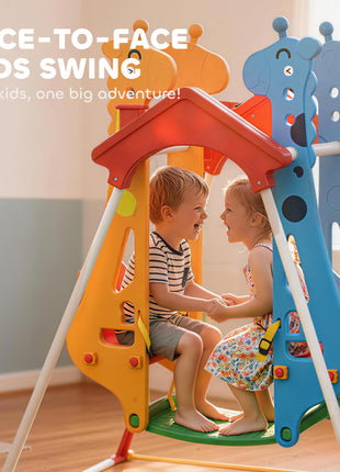 Kids Indoor Swing with Double Seats, Toddler Swing Set with Safety Belts for Aged 3-5, Play Room, Living Room