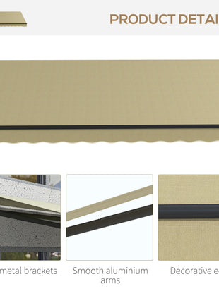 12' x 10' Retractable Awning, 280gsm UV Resistant Sunshade Shelter for Deck, Balcony, Yard, Beige