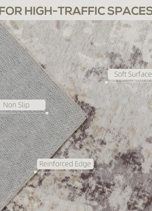 Machine Washable Area Rug 8x10, Non-Slip Modern Abstract Floor Carpet for Living Room, Bedroom, Dining Room, Mixed-Brown