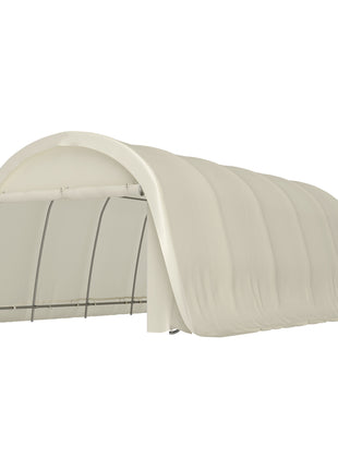 12' x 23.6' Heavy Duty Carport, UPF50+ Portable Garage Car Canopy Tent with Galvanized Frame, Large Door, Beige