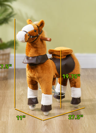 Ride on Horse, Walking Horse Toy, Kids Riding Pony w/ Wheels & Neighing Sounds for 3-5 Years, up to 132 Pounds