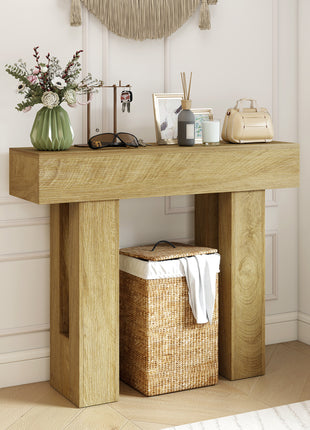 42 Inch Console Table, Sofa Table Behind the Couch with Thickened Tabletop for Living Room, Hallway, Entrance, Oak