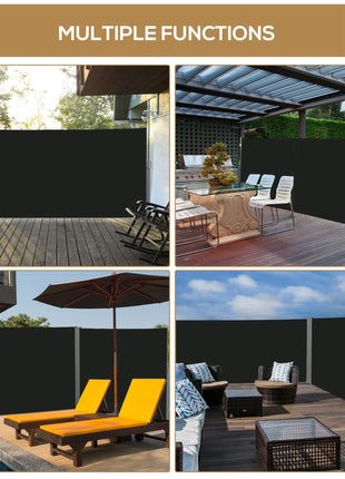 118" x 79" Side Awning, Retractable Privacy Screen & Driveway Guard, Instant Outside Screen, Wall, or Fence, Side Shade and Wind Block for Indoor Outdoor, Garden, Black