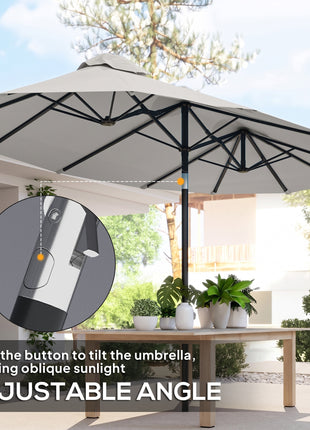9.7' Double-sided Patio Umbrella with 3 Air Vents, Tilt and Crank, Outdoor Umbrella, White